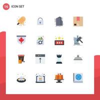 16 User Interface Flat Color Pack of modern Signs and Symbols of shipment package technology commerce deliver Editable Pack of Creative Vector Design Elements