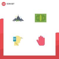 4 Flat Icon concept for Websites Mobile and Apps achievement communication mountain cash human Editable Vector Design Elements