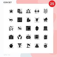 Universal Icon Symbols Group of 25 Modern Solid Glyphs of school supplies health page weight dumbbell Editable Vector Design Elements