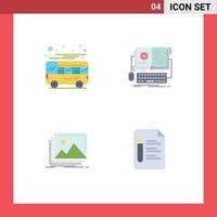 4 Flat Icon concept for Websites Mobile and Apps autobus video local ebook image Editable Vector Design Elements