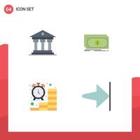 4 Universal Flat Icon Signs Symbols of bank clock ireland transfer finance Editable Vector Design Elements