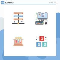 User Interface Pack of 4 Basic Flat Icons of data lab server management chemistry Editable Vector Design Elements