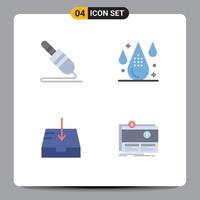 Pack of 4 creative Flat Icons of audio cable mail technology design receive Editable Vector Design Elements