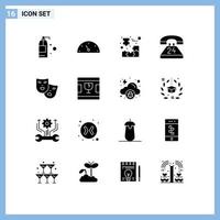 Group of 16 Modern Solid Glyphs Set for roles conversation customer contact call Editable Vector Design Elements