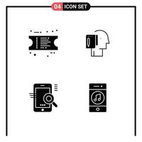Mobile Interface Solid Glyph Set of 4 Pictograms of ecommerce mobile begin note seo Editable Vector Design Elements