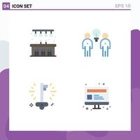 Flat Icon Pack of 4 Universal Symbols of city key brainstorm team success Editable Vector Design Elements