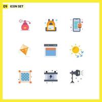 Set of 9 Vector Flat Colors on Grid for website site mobile layout flying Editable Vector Design Elements