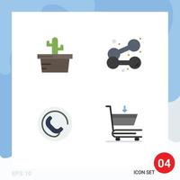 paquete de iconos de vectores de stock de 4 signos y símbolos de línea para elementos de diseño de vectores editables de comercio de levantamiento de pesas con mancuernas de cactus