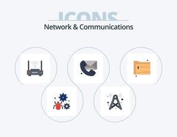 paquete de iconos planos de red y comunicaciones 5 diseño de iconos. mensaje. llamar. red. módem. red vector