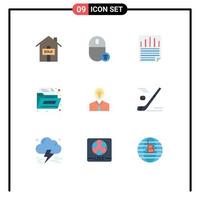 9 iconos creativos signos y símbolos modernos de éxito documento de oficina de datos de hombre elementos de diseño de vector editables