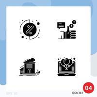 Stock Vector Icon Pack of 4 Line Signs and Symbols for investment house campaign facebook building Editable Vector Design Elements