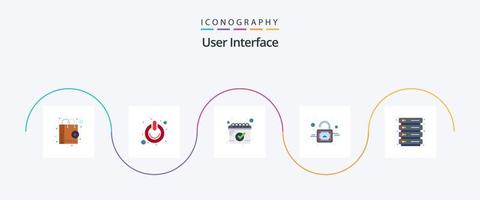 interfaz de usuario plana 5 paquete de iconos que incluye servidor. hospedaje cambiar. desbloquear. cerrar vector