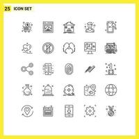 Modern Set of 25 Lines and symbols such as weather mobile safe sportsman athlete Editable Vector Design Elements