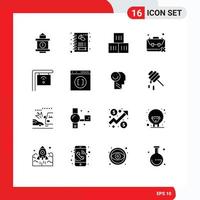 Group of 16 Modern Solid Glyphs Set for internet unemployment good problem jobless Editable Vector Design Elements