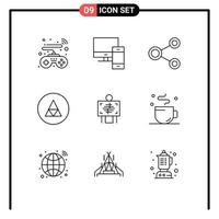 Pictogram Set of 9 Simple Outlines of symbols sign connect rune social Editable Vector Design Elements