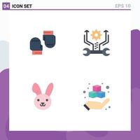 4 Flat Icon concept for Websites Mobile and Apps boxing easter protective setting box Editable Vector Design Elements