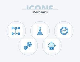 Mecánica icono azul paquete 5 diseño de iconos. . . chasis. mecánica. caja de cambios vector