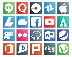 20 Social Media Icon Pack Including waze viddler adsense forrst youtube vector