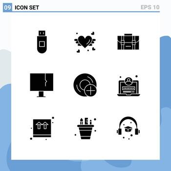 User Interface Pack of 9 Basic Solid Glyphs of computers warning bag virus infected Editable Vector Design Elements