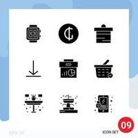 Pictogram Set of 9 Simple Solid Glyphs of data twitter paraguayan video money Editable Vector Design Elements