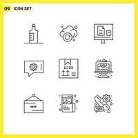9 Thematic Vector Outlines and Editable Symbols of design box education chat support chat preferences Editable Vector Design Elements