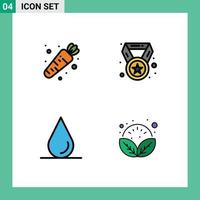 Set of 4 Vector Filledline Flat Colors on Grid for carrot leaves achievement education spa Editable Vector Design Elements