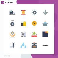 Modern Set of 16 Flat Colors and symbols such as lock pad back network down presentation Editable Pack of Creative Vector Design Elements