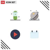 Set of 4 Modern UI Icons Symbols Signs for alcoholic fermentation system nuclear fission orbit play Editable Vector Design Elements