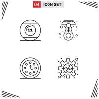 Modern Set of 4 Filledline Flat Colors and symbols such as ball clocks pool female time Editable Vector Design Elements