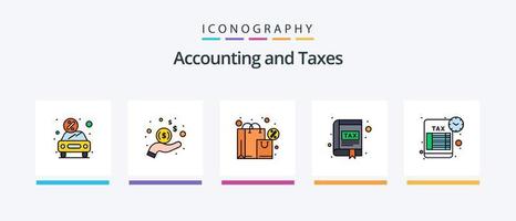 la línea de impuestos llenó el paquete de 5 íconos, incluida la contabilidad. marketing. finanzas. finanzas .. diseño de iconos creativos vector