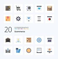 paquete de iconos de color plano de comercio electrónico 20 como caja de billetera de crédito compras de dinero vector