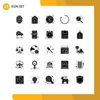 Pack of 25 creative Solid Glyphs of lollipop rotate storehouse clockwise searching Editable Vector Design Elements