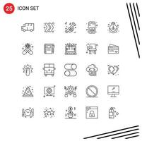 25 User Interface Line Pack of modern Signs and Symbols of idea education music mobile application Editable Vector Design Elements