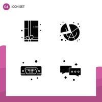 4 User Interface Solid Glyph Pack of modern Signs and Symbols of gift pack port chart graph chat Editable Vector Design Elements