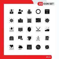 Set of 25 Vector Solid Glyphs on Grid for designer ring user gasket income Editable Vector Design Elements