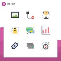 Set of 9 Modern UI Icons Symbols Signs for marketing speaker online conversation education Editable Vector Design Elements