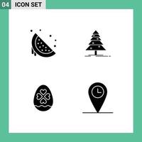 Modern Set of 4 Solid Glyphs and symbols such as dessert egg sweet forest heart Editable Vector Design Elements