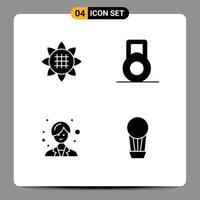 Modern Set of 4 Solid Glyphs Pictograph of flora balloon thanksgiving female Layer 1 Editable Vector Design Elements