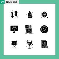 Stock Vector Icon Pack of 9 Line Signs and Symbols for computer easter creative screen tools Editable Vector Design Elements