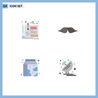 Group of 4 Modern Flat Icons Set for blueprint men sketch hipster drink Editable Vector Design Elements