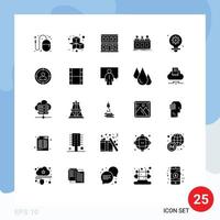 User Interface Pack of 25 Basic Solid Glyphs of jury expert play contest building Editable Vector Design Elements