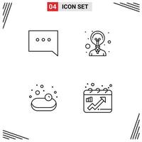 4 User Interface Line Pack of modern Signs and Symbols of bubble calendar creativity soup dots Editable Vector Design Elements
