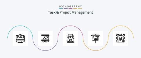 Task And Project Management Line 5 Icon Pack Including screen. bar . presentation . cup vector