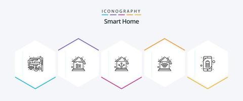 paquete de iconos de 25 líneas de casa inteligente que incluye wifi. propiedad. configuración. hogar. elegante vector