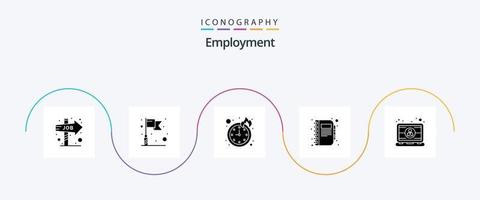 paquete de iconos de glifo de empleo 5 que incluye ingeniero. computadora. tiempo. nota. Copiar vector