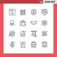 16 User Interface Outline Pack of modern Signs and Symbols of jewelry accessories shopping presentation screen Editable Vector Design Elements