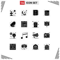 Universal Icon Symbols Group of 16 Modern Solid Glyphs of food canned gift beef religion Editable Vector Design Elements