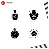 Set of 4 Modern UI Icons Symbols Signs for bellboy optimization service gold sport Editable Vector Design Elements