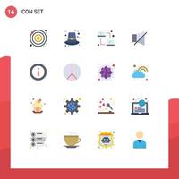 Mobile Interface Flat Color Set of 16 Pictograms of information twitter computing silent bell Editable Pack of Creative Vector Design Elements