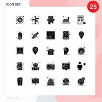 Group of 25 Solid Glyphs Signs and Symbols for coding tunnel cooking transport pin Editable Vector Design Elements